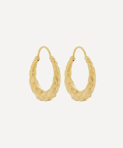 All Blues Gold Plated Vermeil Silver Fat Baby Snake Carved Hoop Earrings