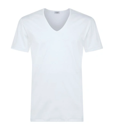 Zimmerli V-neck Microfibre Modal Blend Undershirt In White