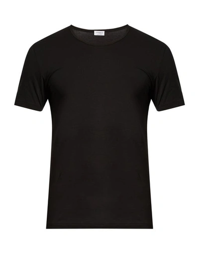 Zimmerli Pure Comfort Stretch-cotton T-shirt In Black