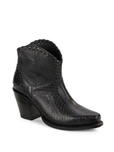 Alice And Olivia Kaira Textured Leather Ankle Boots In Black