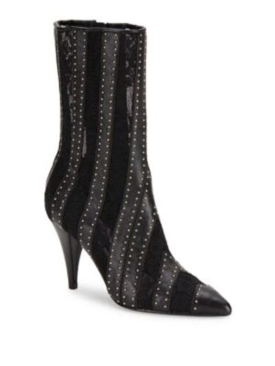 Alice And Olivia Calix Embellished Leather Ankle Boots In Black