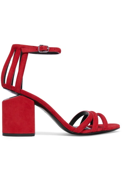 Alexander Wang Cage Abby Suede Sandal With Rhodium In Red ModeSens