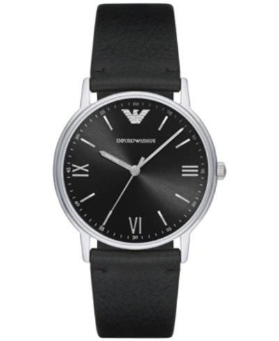 Emporio Armani Men's Black Leather Strap Watch 41mm Ar11013