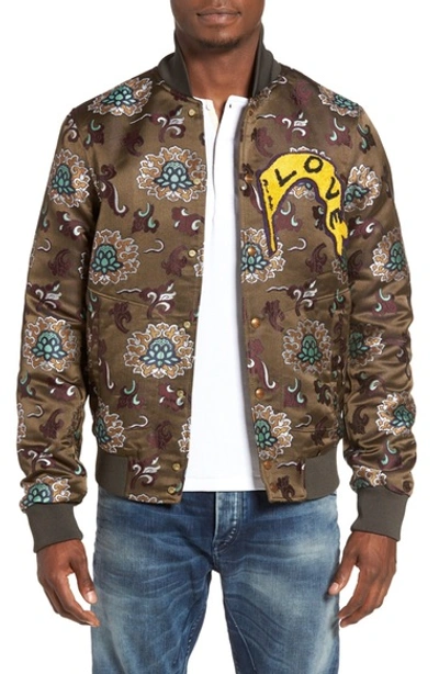 Scotch & Soda Floral Jacquard Bomber Jacket In Brown | ModeSens