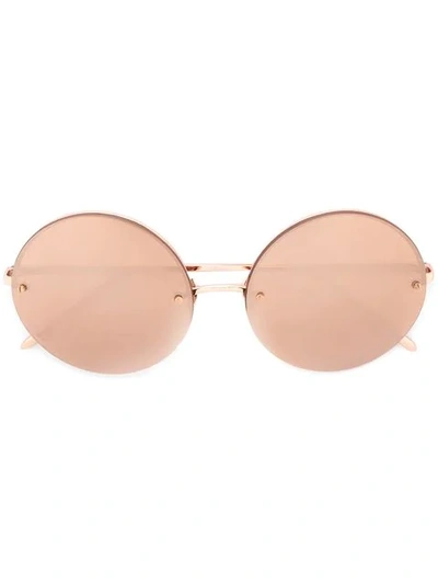 Linda Farrow Round Shaped Sunglasses In Metallic