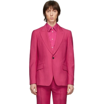 Alexander Mcqueen Single-breasted Wool-blend Crepe Suit Jacket In Fuchsia