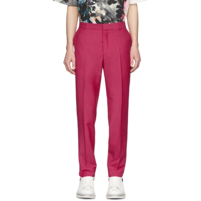 Alexander Mcqueen Men's Selvedge Wool & Mohair Trousers In Electric Pink