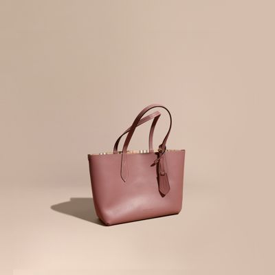 the medium reversible tote in haymarket check and leather