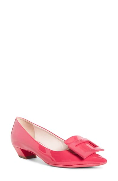 Roger Vivier Gommettine Buckle Pointed Toe Pump In Pink