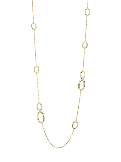 Alberto Milani Via Senato 18k Yellow Gold & Diamond Oval Chain Necklace