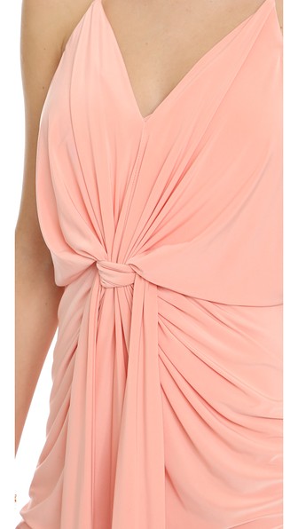 Misa Knee Length Dress With Knot Detail In Blush | ModeSens