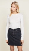 Enza Costa Cuffed Crew Neck Top In Ash