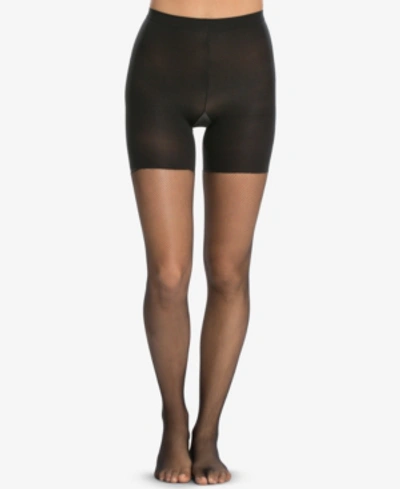 Spanx Micro-fishnet Mid-thigh Shaping Tights In Black