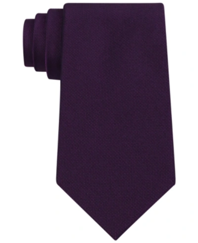 Calvin Klein Men's  Silver Spun Solid Slim Tie In Plum