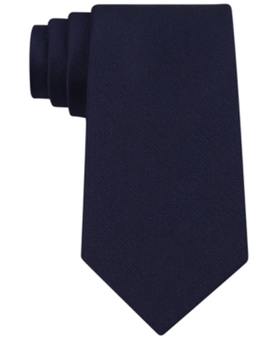 Calvin Klein Men's  Silver Spun Solid Slim Tie In Navy