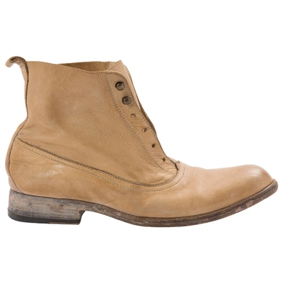 Pre-owned Sartore Leather Ankle Boots In Beige