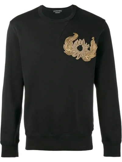 Alexander Mcqueen Slim-fit Beaded Loopback Cotton-jersey Sweatshirt In Black