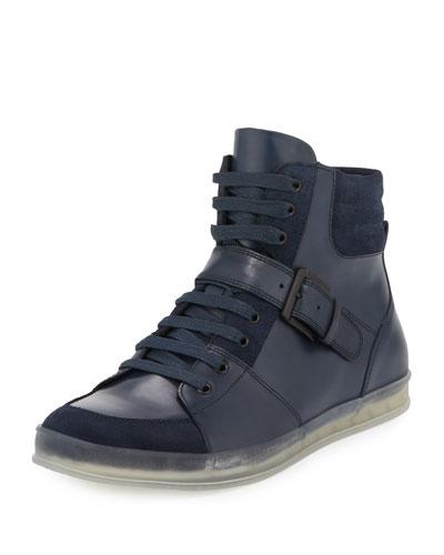 Kenneth Cole Brand Slam Leather High-top Sneaker, Navy | ModeSens