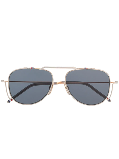 Thom Browne Tbs015 Pilot-frame Sunglasses In Silver