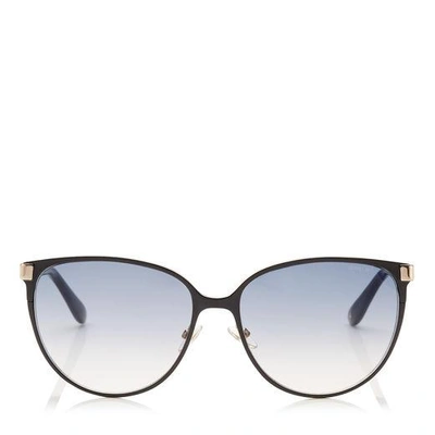 Jimmy Choo Posie Grey And Gold Framed Sunglasses With Glitter Detail In Grey Shaded