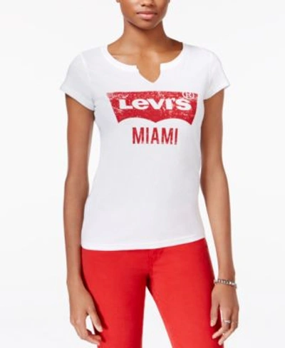 Levi's Graphic Split-neck T-shirt In White Miami | ModeSens