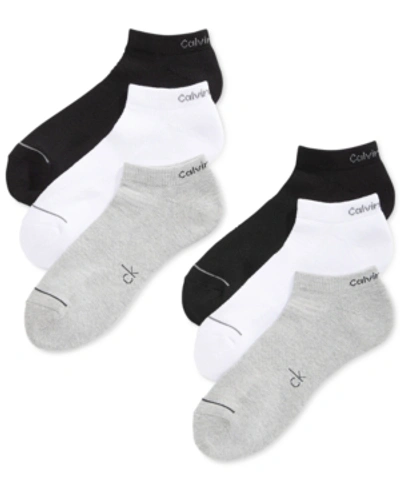 Calvin Klein Six-pack Athletic Stripe Ankle Socks In Assorted