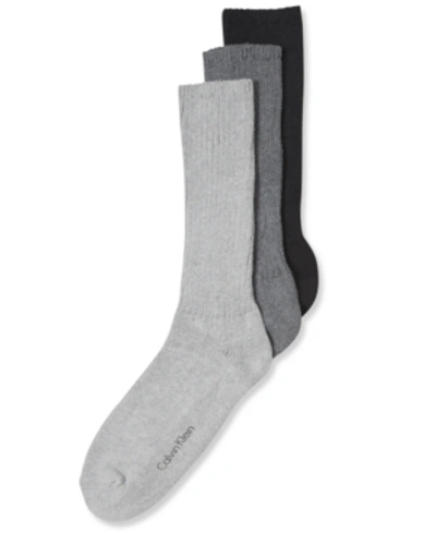 Calvin Klein Men's Cotton Rich Casual Rib Crew Socks, 3-pack In Charcoal Heather Assorted
