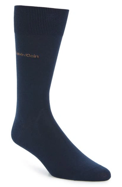 Calvin Klein Men's Giza Cotton Flat Knit Crew Socks In Salt N Pepper Mix