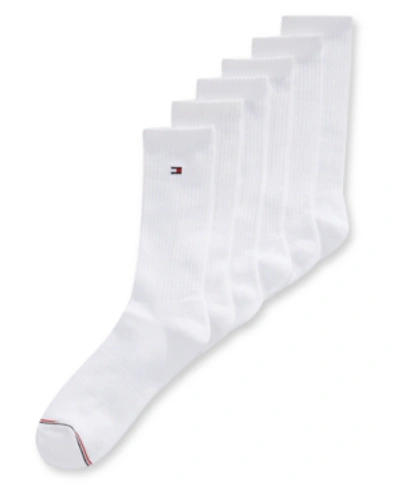 Tommy Hilfiger Men's Socks, "pitch" Athletic Quarter 6-pairs In White