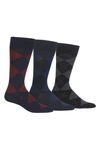Polo Ralph Lauren 3-pack Argyle Socks In Burgundy/navy/black