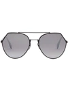 Fendi Eyeline 55mm Sunglasses - Black In Black/gray Azure Silver Mirror