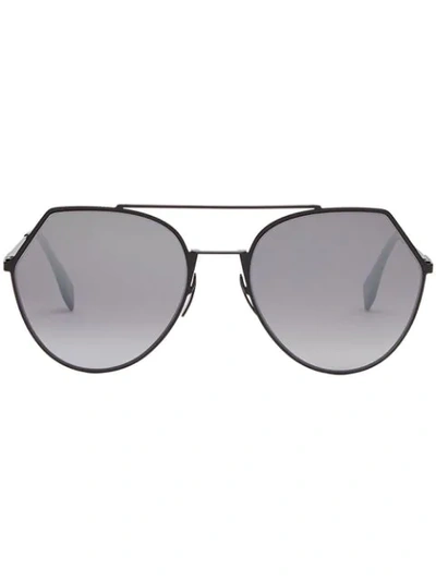 Fendi Eyeline 55mm Sunglasses - Black In Black/gray Azure Silver Mirror