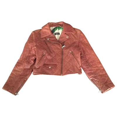 Pre-owned Moschino Leather Biker Jacket In Brown