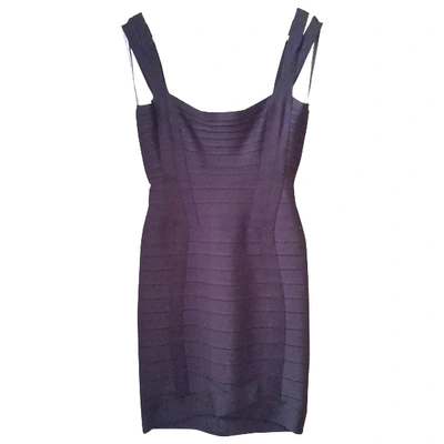 Pre-owned Herve Leger Mini Dress In Blue