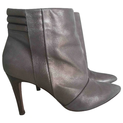 Pre-owned Hoss Intropia Leather Ankle Boots In Grey