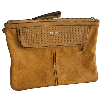 Pre-owned Pinko Yellow Leather Clutch Bag