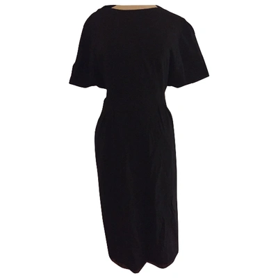 Pre-owned Costume National Wool Mid-length Dress In Black