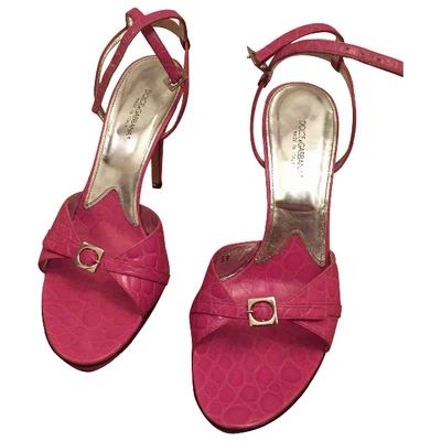 Pre-owned Dolce & Gabbana Leather Sandals In Pink