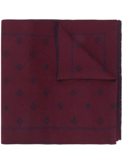 Gucci Wool Scarf With Bees And Stars In Bordeaux