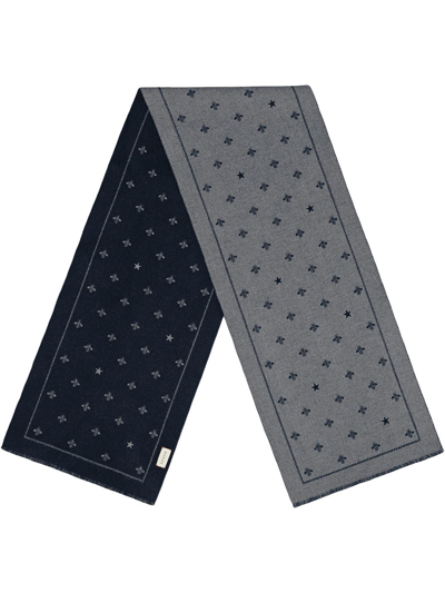 Gucci Wool Scarf With Bees And Stars In Grey