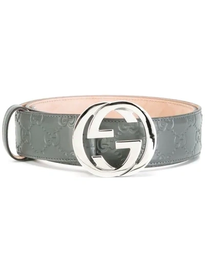 Gucci Signature Belt With G Buckle In Grey | ModeSens