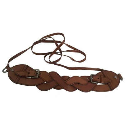 Pre-owned Miu Miu Leather Belt In Brown