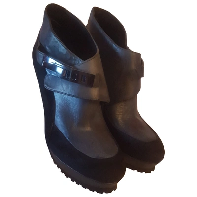 Pre-owned French Connection Leather Ankle Boots In Black