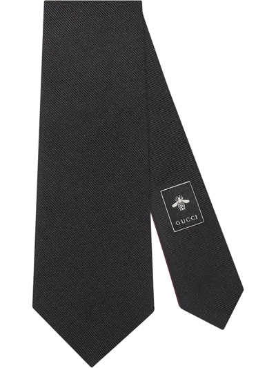 Gucci Kingsnake Underknot Silk Tie In Black