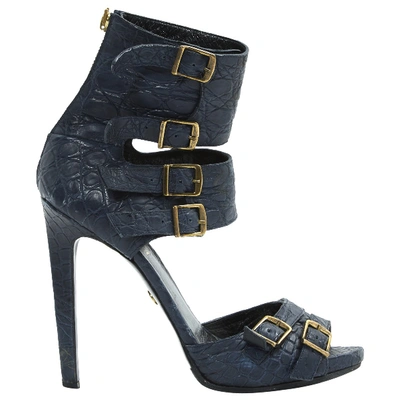 Pre-owned Emilio Pucci Leather Sandals In Navy