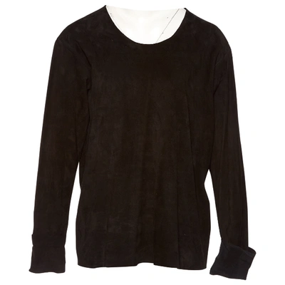 Pre-owned Balmain Leather Top In Black