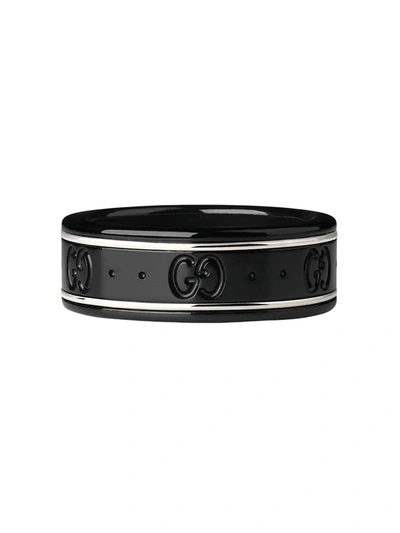 Gucci Icon Thin Band Ring In Black