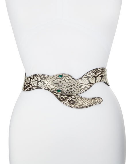 gucci curved snakeskin belt