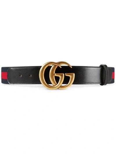 Gucci Nylon Web Belt With Double G Buckle In Blue