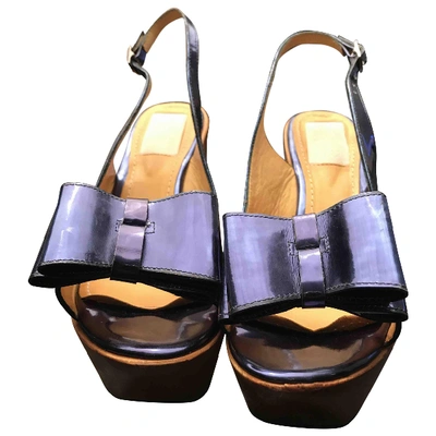 Pre-owned Lanvin Patent Leather Sandals In Purple